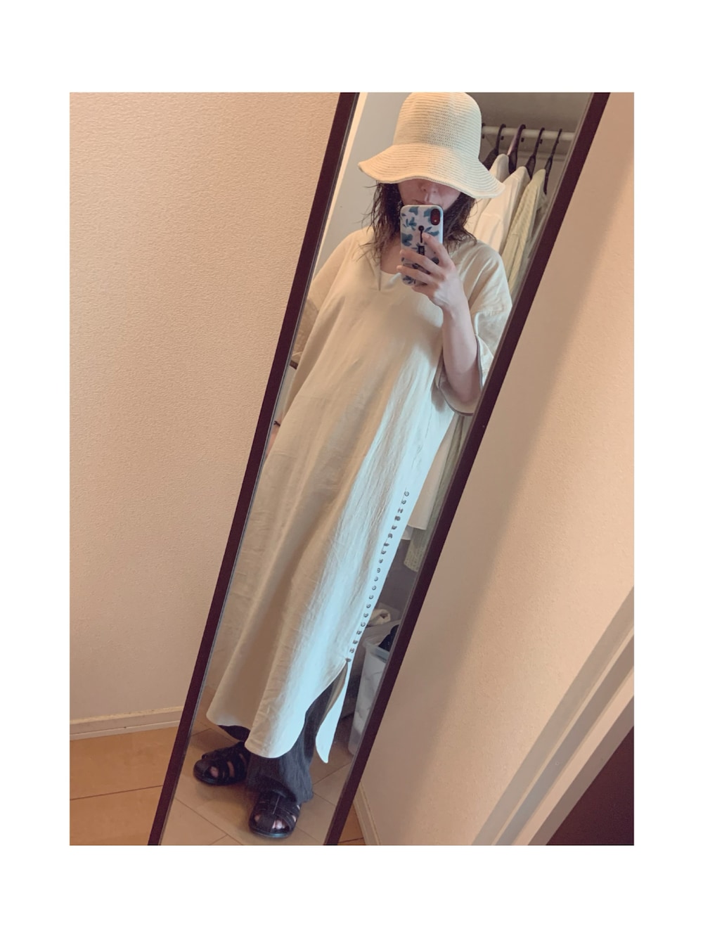 「カジュアル、楽チンコーデ、休日スタイル、大人女子、カジュアルコーデ、TODAYFUL、amiur、ハット、ワンピース」｜「Amiurのsoft straw hat（ハット、ベージュ系）」を使った、yukacocoさん（レディース・160cm）の夏コーディネートの1枚目の写真