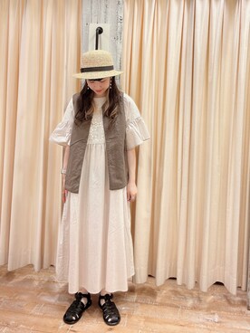 「Samansa Mos2（サマンサ モスモス）のモチーフレースワンピース（ワンピース）」を使った、sakura✿さん（レディース・158cm）の春コーディネート