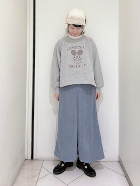 「フラワープリント」｜「アイテム（帽子）」を使った、sakura✿さん（レディース・158cm）の秋コーディネート