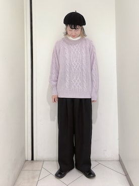 「ケーブルニット」｜「アイテム（その他シューズ）」を使った、sakura✿さん（レディース・158cm）の冬コーディネート