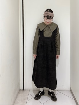 「ehka sopo（エヘカソポ）のアイテム（ジャンパースカート）」を使った、sakura✿さん（レディース・158cm）の秋コーディネート