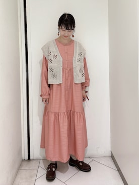 「ベスト×ワンピース」｜sakura✿さん（レディース・158cm）の秋コーディネート