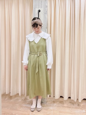 「ehka sopo（エヘカソポ）のアイテム（ジャンパースカート）」を使った、sakura✿さん（レディース・158cm）の冬コーディネート