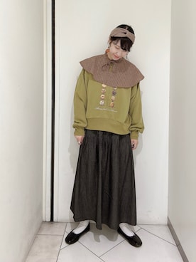 「ehka sopo（エヘカソポ）のアイテム（バレエシューズ）」を使った、sakura✿さん（レディース・158cm）の秋コーディネート