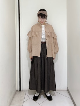 「ehka sopo（エヘカソポ）のアイテム（バレエシューズ）」を使った、sakura✿さん（レディース・158cm）の秋コーディネート