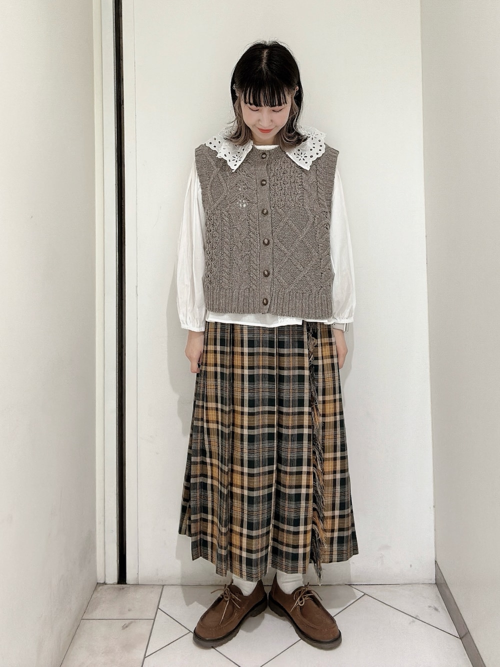 【an/アン】イエロー ギンガムチェック柄 スカートセットアップ ギンガムチェックセットアップ7色 | ecrea