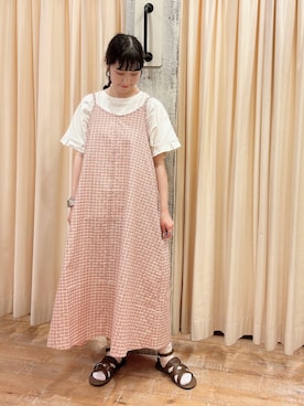 「アイテム（ワンピース、ピンク系）」を使った、sakura✿さん（レディース・158cm）の春コーディネート