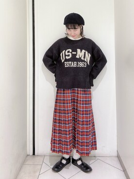 「ロゴニット」｜「アイテム（その他シューズ）」を使った、sakura✿さん（レディース・158cm）の冬コーディネート