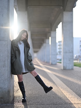 「JEANASIS（ジーナシス）のアイテム（ミリタリージャケット）」を使った、Mikakoさん（レディース・159cm）の春コーディネート