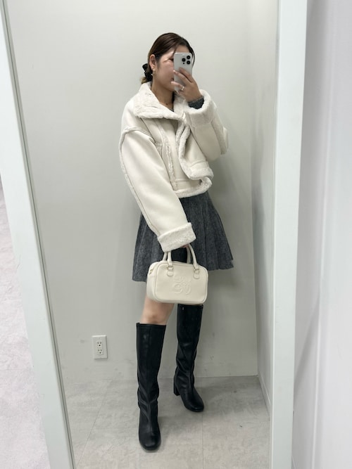 【新品未使用】NICE CLAUP シアーリボン付き2wayロングブーツ セール】シアーリボン付き2wayロングブーツ（ブーツ）｜one