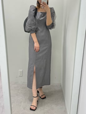 「スリットワンピース」｜ホソヤヤスコさん（レディース・161cm）の春コーディネート