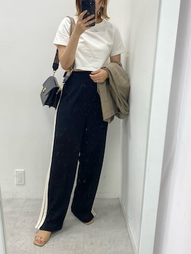 「one after another NICE CLAUP（ワンアフターアナザーナイスクラップ）のアイテム（スウェットパンツ）」を使った、ホソヤヤスコさん（レディース・161cm）の夏コーディネート