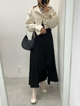 「one after another NICE CLAUP（ワンアフターアナザーナイスクラップ）のアイテム（トレンチコート）」を使った、ホソヤヤスコさん（レディース・161cm）の冬コーディネート