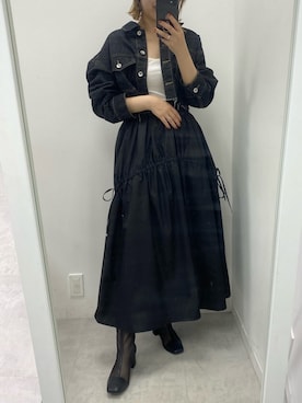 「one after another NICE CLAUP（ワンアフターアナザーナイスクラップ）のアイテム（デニムジャケット）」を使った、ホソヤヤスコさん（レディース・161cm）の夏コーディネート