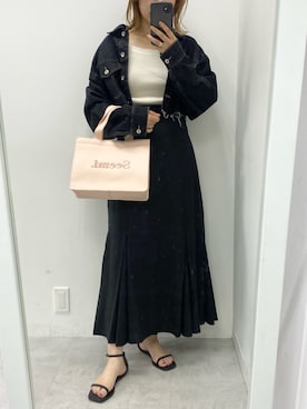 「one after another NICE CLAUP（ワンアフターアナザーナイスクラップ）のアイテム（デニムジャケット）」を使った、ホソヤヤスコさん（レディース・161cm）の夏コーディネート
