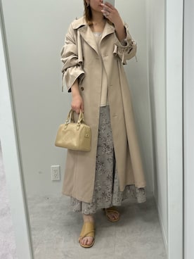 「one after another NICE CLAUP（ワンアフターアナザーナイスクラップ）のアイテム（トレンチコート）」を使った、ホソヤヤスコさん（レディース・161cm）の春コーディネート
