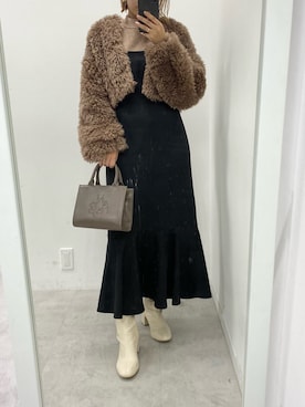 「アイテム（その他アウター、ブラウン系）」を使った、ホソヤヤスコさん（レディース・161cm）の秋コーディネート