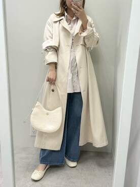 「one after another NICE CLAUP（ワンアフターアナザーナイスクラップ）のアイテム（トレンチコート）」を使った、ホソヤヤスコさん（レディース・161cm）の春コーディネート