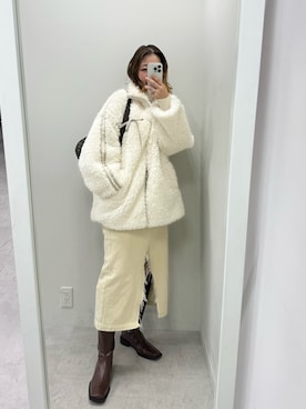 「one after another NICE CLAUP（ワンアフターアナザーナイスクラップ）のアイテム（ブルゾン）」を使った、ホソヤヤスコさん（レディース・161cm）の冬コーディネート