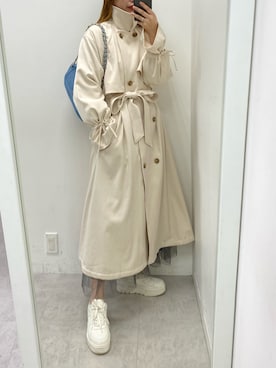 「one after another NICE CLAUP（ワンアフターアナザーナイスクラップ）のアイテム（トレンチコート）」を使った、ホソヤヤスコさん（レディース・161cm）の冬コーディネート