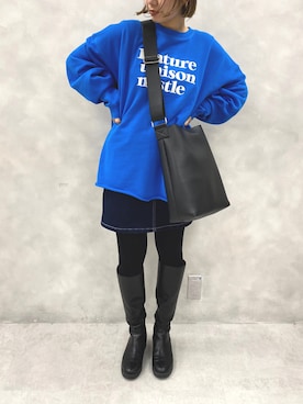 「NUN（エヌユーエヌ）のアイテム」を使った、ホソヤヤスコさん（レディース・161cm）の冬コーディネート