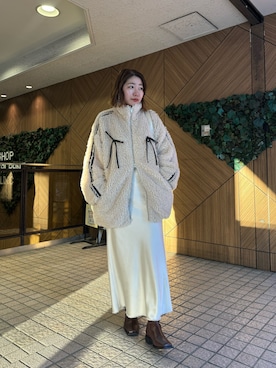 「one after another NICE CLAUP（ワンアフターアナザーナイスクラップ）のアイテム（ブルゾン）」を使った、ホソヤヤスコさん（レディース・161cm）の冬コーディネート