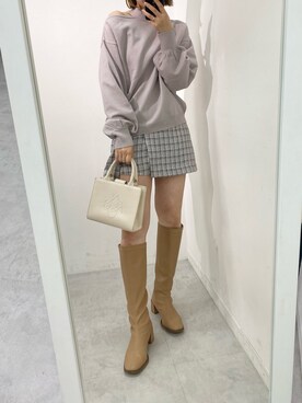 「one after another NICE CLAUP（ワンアフターアナザーナイスクラップ）のビジューボタンスカパン　2023SS（その他パンツ）」を使った、ホソヤヤスコさん（レディース・161cm）の冬コーディネート