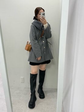 「one after another NICE CLAUP（ワンアフターアナザーナイスクラップ）のアイテム（ノーカラーコート）」を使った、ホソヤヤスコさん（レディース・161cm）の秋コーディネート