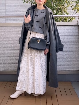 「tiptop（ティップトップ）のアイテム（ステンカラーコート）」を使った、Kay-teeeさん（レディース・150cm）の冬コーディネート