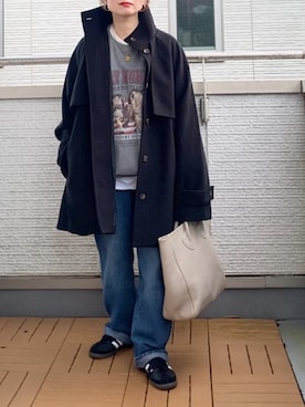 「tiptop（ティップトップ）のアイテム（トレンチコート）」を使った、Kay-teeeさん（レディース・150cm）の秋コーディネート