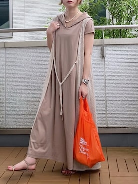 「SHIPS（シップス）の淡水パールマンテルネックレス 40cm（ネックレス）」を使った、Kay-teeeさん（レディース・150cm）の夏コーディネート