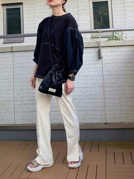 「sakishimatokyo」｜「アイテム（スラックス）」を使った、Kay-teeeさん（レディース・150cm）の夏コーディネート