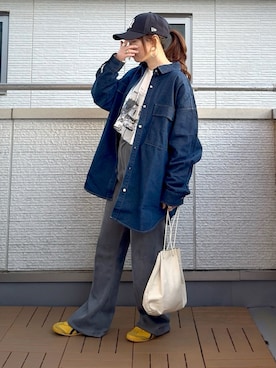 「tiptop（ティップトップ）のヴィンテージプリントBIGロンT（Tシャツ/カットソー）」を使った、Kay-teeeさん（レディース・150cm）の春コーディネート