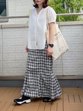 「白ブラウス」｜Kay-teeeさん（レディース・150cm）の春コーディネート