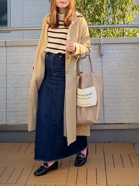 「アイテム（ステンカラーコート）」を使った、Kay-teeeさん（レディース・150cm）の冬コーディネート