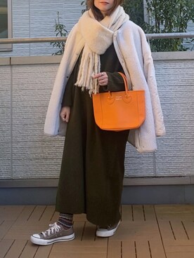 「rectangle（レクタングル）のアイテム（ノーカラージャケット）」を使った、Kay-teeeさん（レディース・150cm）の冬コーディネート