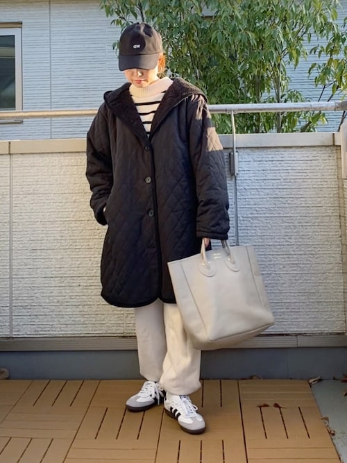 セール】フード付き 裏ボアキルティングコート（ナイロンジャケット