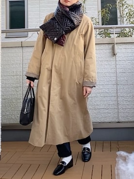 「DHOLIC STYLE（ディーホリックスタイル）のアイテム（ステンカラーコート）」を使った、Kay-teeeさん（レディース・150cm）の冬コーディネート