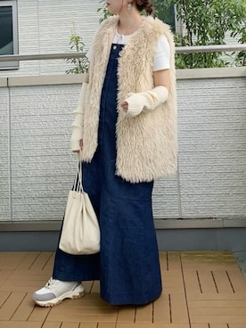 「ANGIE（アンジー）のアイテム（ジャンパースカート）」を使った、Kay-teeeさん（レディース・150cm）の秋コーディネート