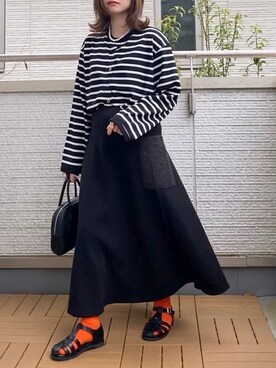 「SHIPS（シップス）の淡水パールマンテルネックレス 40cm（ネックレス）」を使った、Kay-teeeさん（レディース・150cm）の春コーディネート