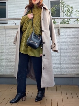 「zucca」｜「アイテム（ステンカラーコート）」を使った、Kay-teeeさん（レディース・150cm）の冬コーディネート