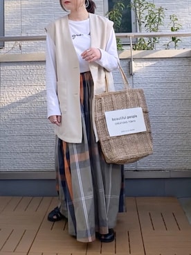 「menue（メヌエ）のレディース グルカフラットサンダル（サンダル）」を使った、Kay-teeeさん（レディース・150cm）の春コーディネート