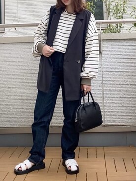 「SHIPS（シップス）の淡水パールマンテルネックレス 40cm（ネックレス）」を使った、Kay-teeeさん（レディース・150cm）の春コーディネート