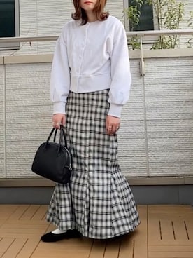 「チェック柄に恋してる」｜「アイテム（スウェット）」を使った、Kay-teeeさん（レディース・150cm）の春コーディネート