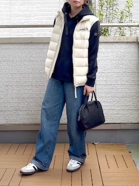 「Arnold Palmer（アーノルドパーマー）のシェア ライトダウンベスト（ダウンベスト）」を使った、Kay-teeeさん（レディース・150cm）の秋コーディネート