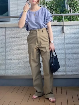 「THE SHINZONE（ザ　シンゾーン）のハイウエストチノパンツ（チノパンツ）」を使った、Kay-teeeさん（レディース・150cm）の夏コーディネート