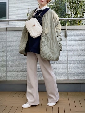 「tiptop（ティップトップ）のアイテム（ノーカラージャケット）」を使った、Kay-teeeさん（レディース・150cm）の冬コーディネート