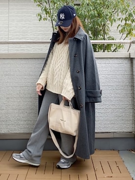 「tiptop（ティップトップ）のアイテム（ステンカラーコート）」を使った、Kay-teeeさん（レディース・150cm）の冬コーディネート