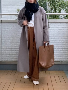 「ペインターパンツ」｜「アイテム（チェスターコート）」を使った、Kay-teeeさん（レディース・150cm）の秋コーディネート