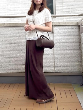「SENSE OF PLACE by URBAN RESEARCH（センスオブプレイスバイアーバンリサーチ）のフリルドレープトップ（Tシャツ/カットソー、ホワイト系）」を使った、Kay-teeeさん（レディース・150cm）の夏コーディネート